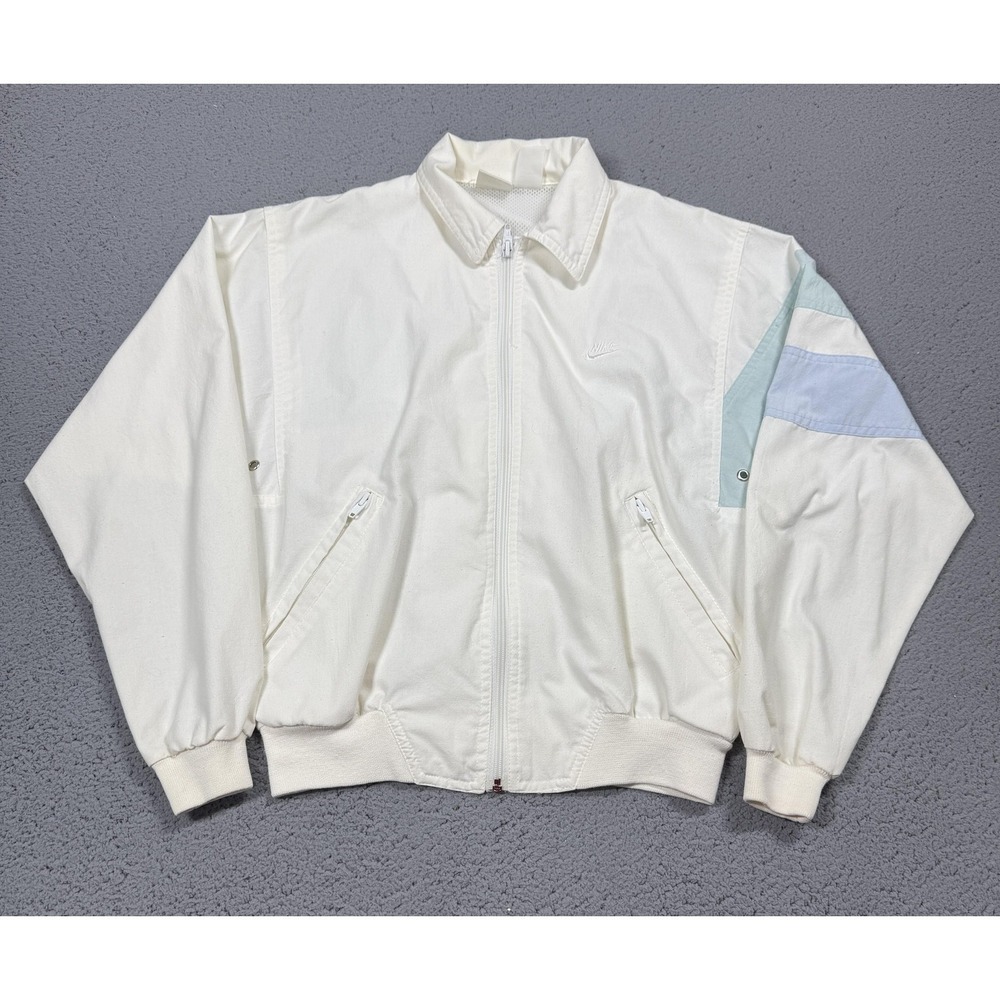 VTG Nike Jacket Mens Small White Colorblock Full Zip‎ Windbreaker Lightweight